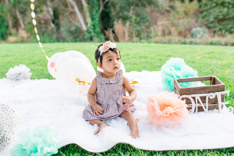 bay area one year old outdoor baby birthday portrait