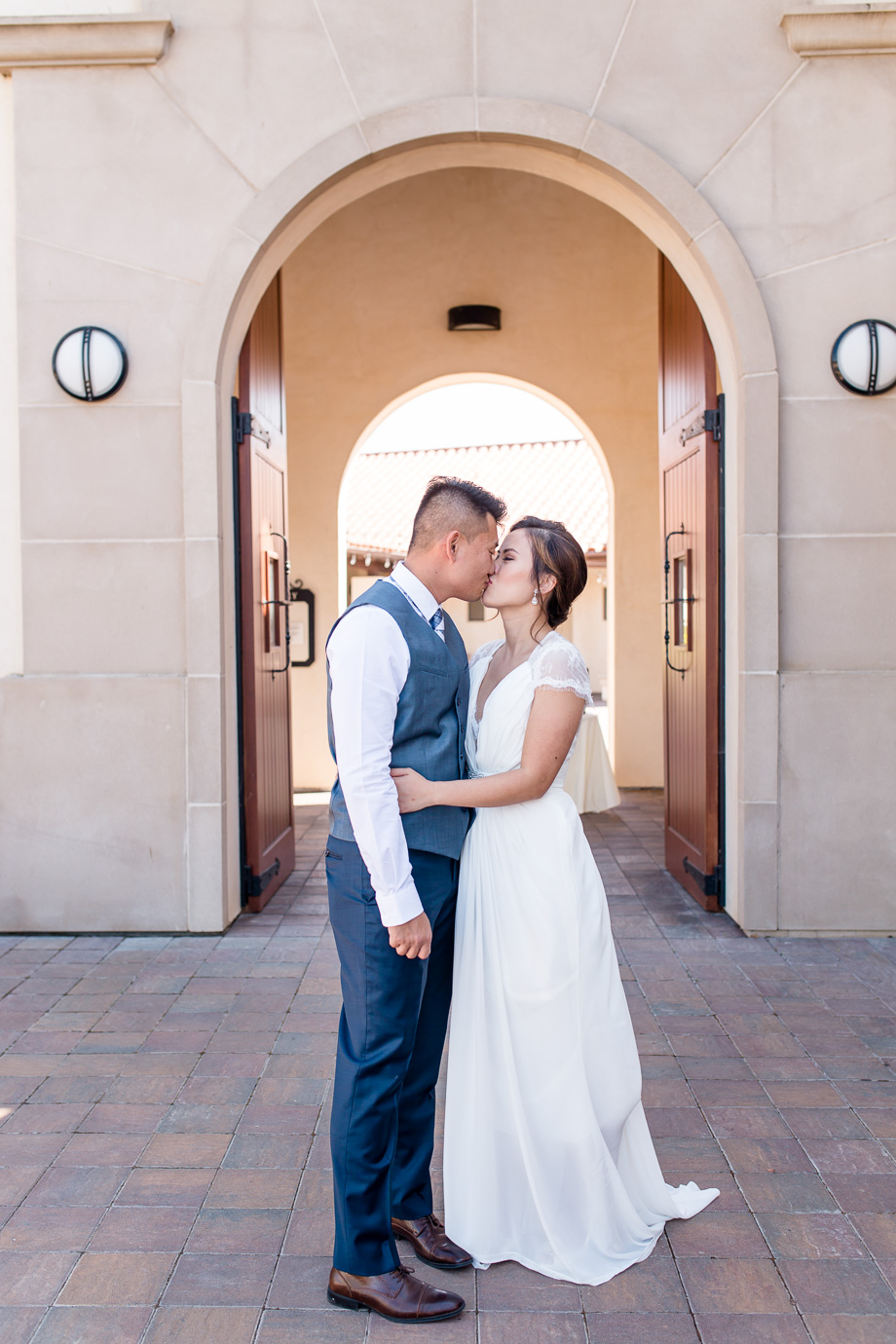 the door to their happy future - winery wedding picture