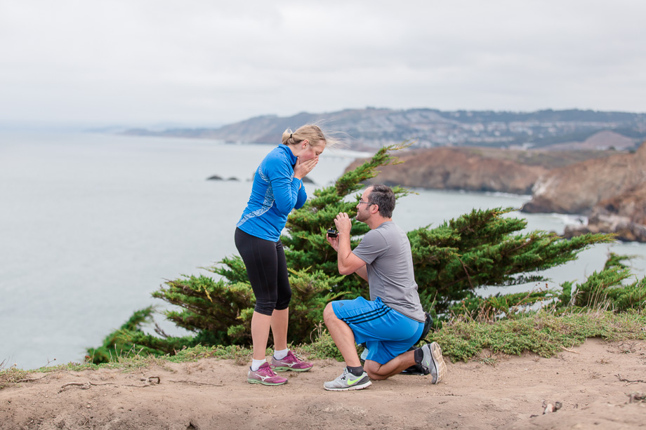 Bay area cliffside surprise proposal by the ocean