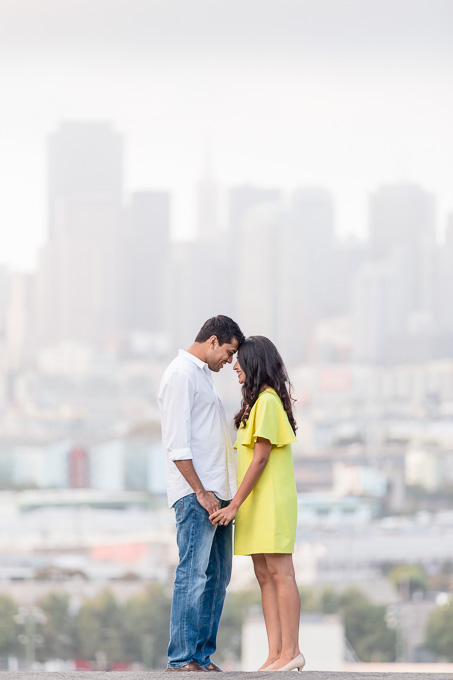 San Francisco city high-rise engagement photo