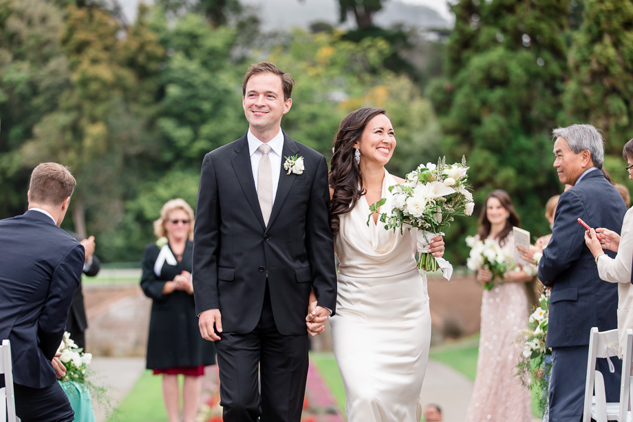 walk down the aisle together as husband and wife - san francisco glamorous outdoor wedding