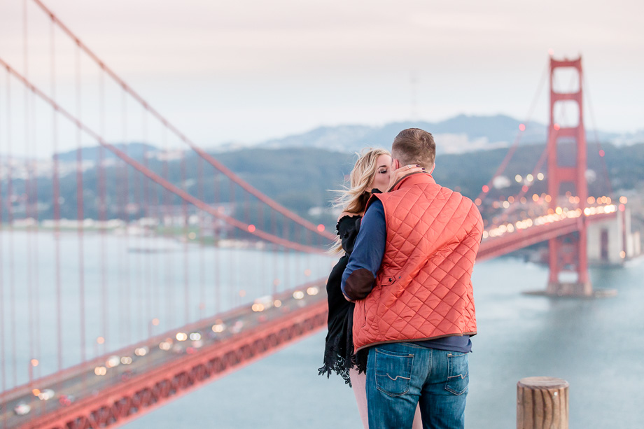 grand view of the golden gate bridge from high above the moutnains - San Francisco surprise engagement proposal