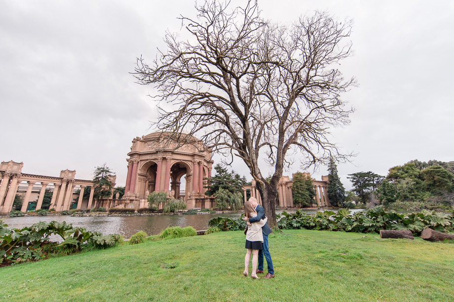 a romantic rainy San Francisco proposal