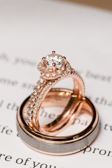 gorgeous rose gold diamond engagement and wedding ring set