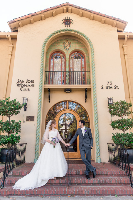 bride and groom portrait at San Jose Womans Club