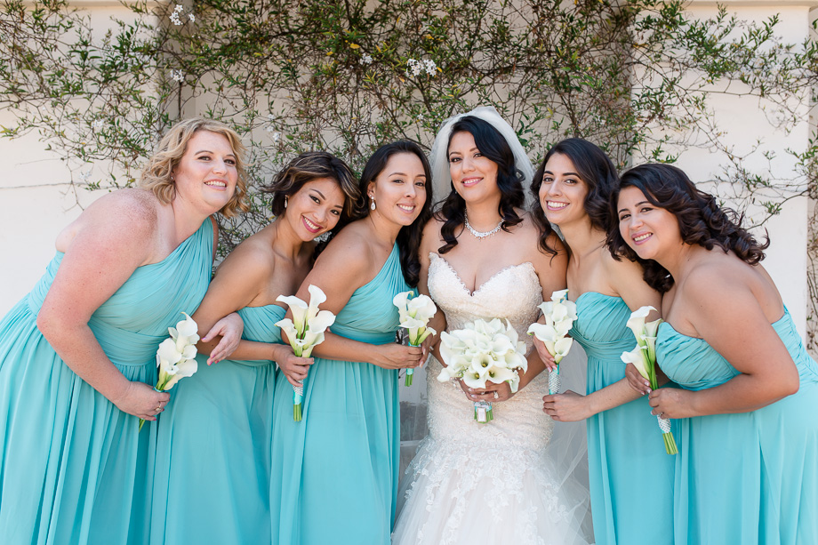 bride surrounded by her besties