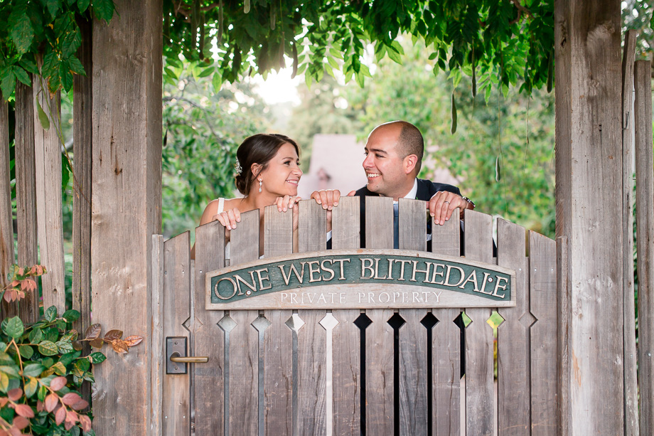 bride and groom portrait at Mill Valley Outdoor Art Club Wedding