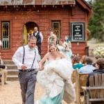 Half Moon Bay wedding guests throwing oats