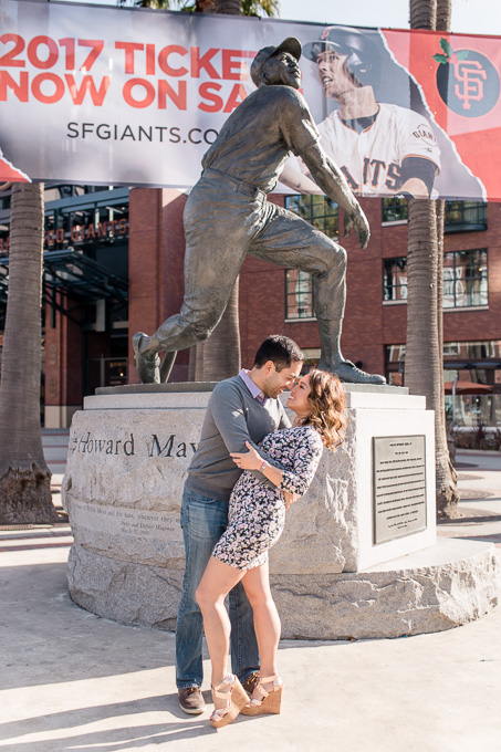 engagement portrait outside the stadium - home of the san francisco giants