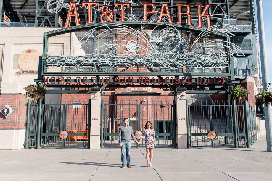 engagement photo at the AT&T stadium park