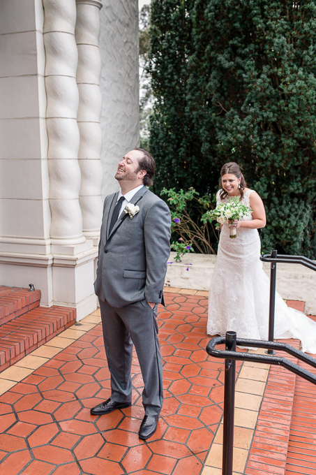 a precious first look moment for this san francisco wedding