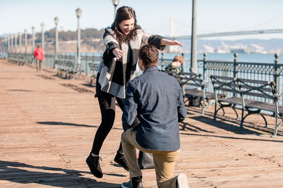 Jumping for joy during the surprise marriage proposal