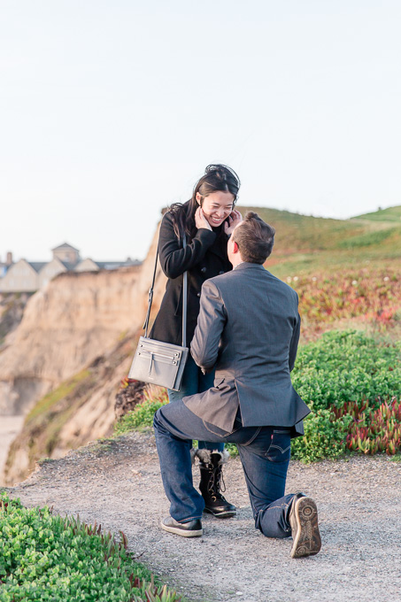 a big surprise for her when he got down on one knee and proposed here in the beautiful Half Moon Bay