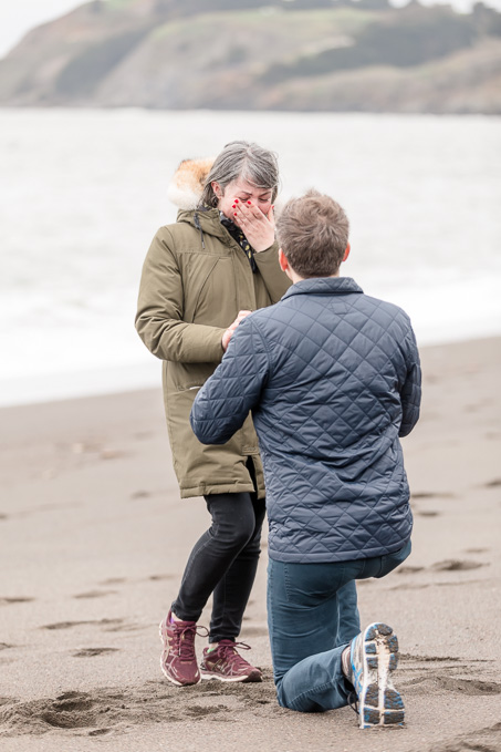 surprise marriage proposal at San Francisco beach