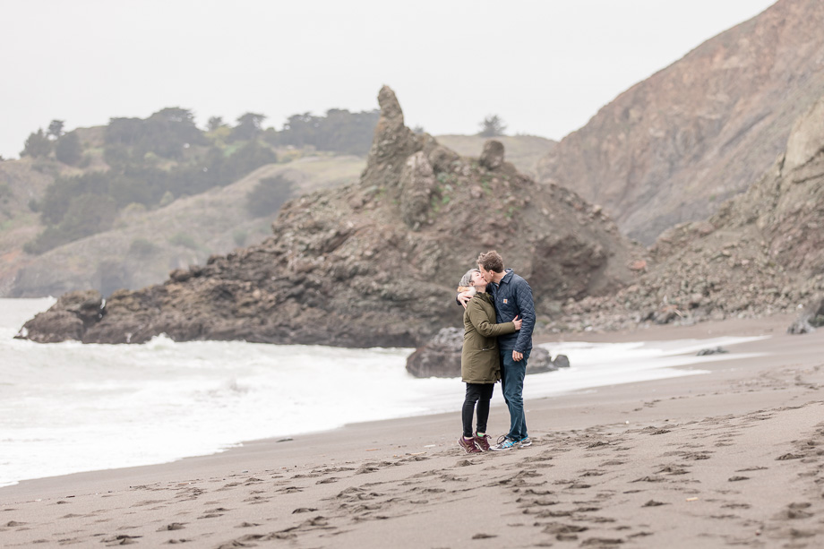 engagement portrait at Black Sands Beach after a surprise marriage proposal