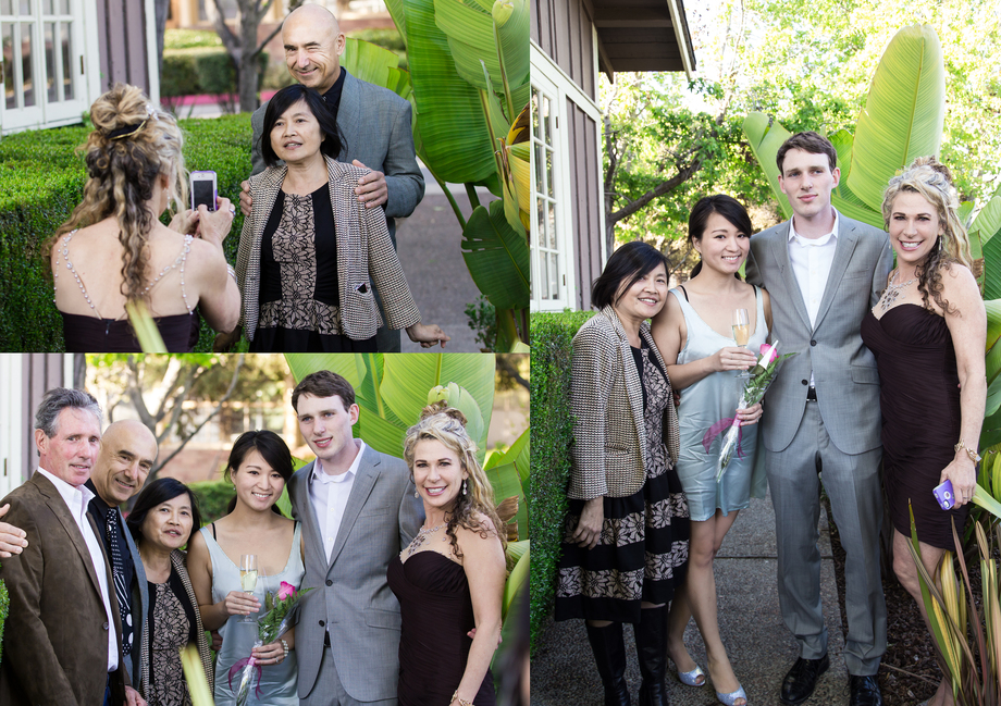 The happy couple with their family at MacArthur Park, Palo Alto
