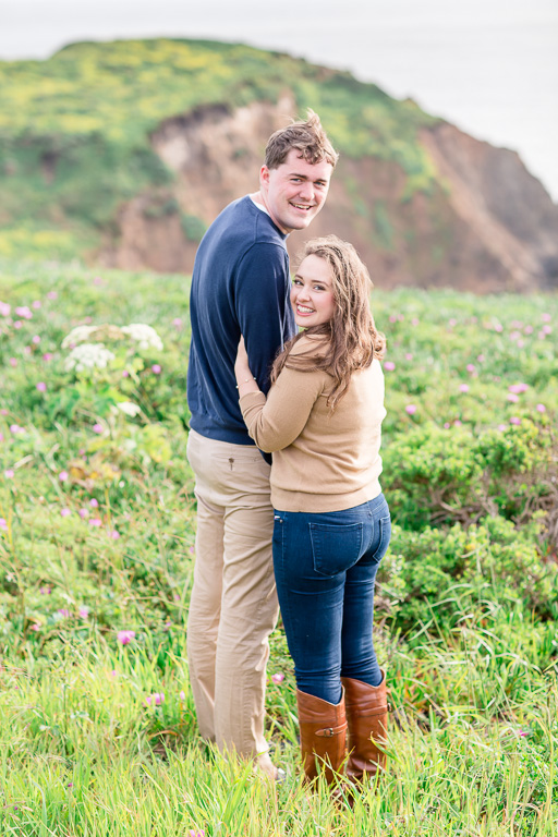 gorgeous couple at cliffside engagement picture