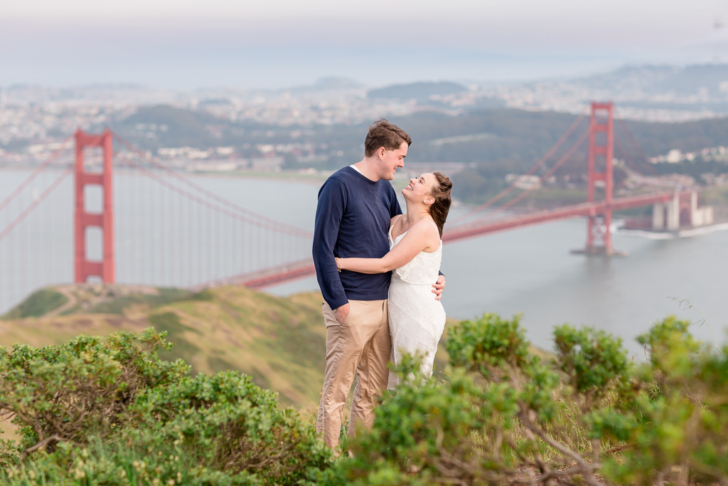 breathtaking view from above the golden gate bridge engagement photo
