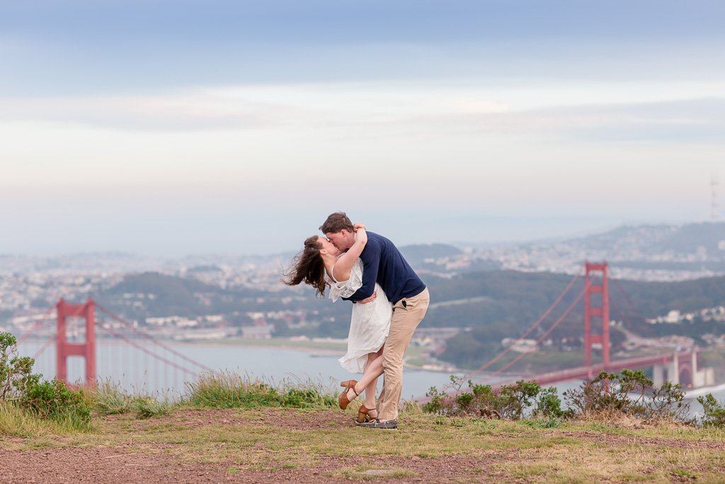 romantic save the date photo features the stunning golden gate bridge