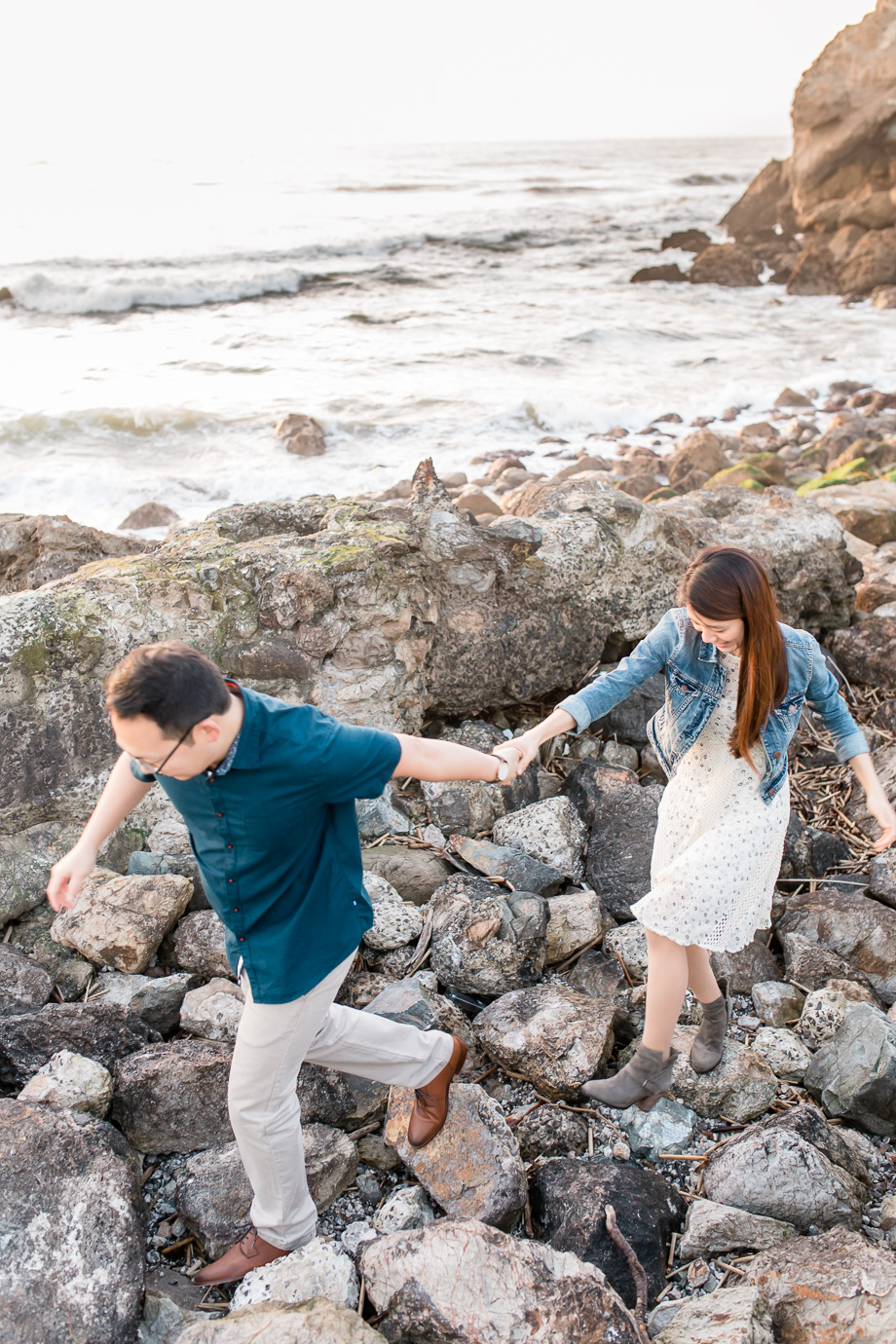 lands end sutro baths engagement save the date photo
