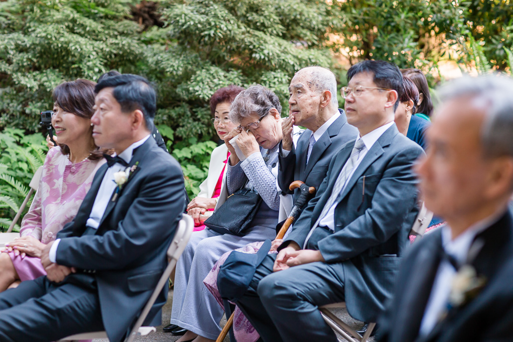 emotional guest at wedding ceremony