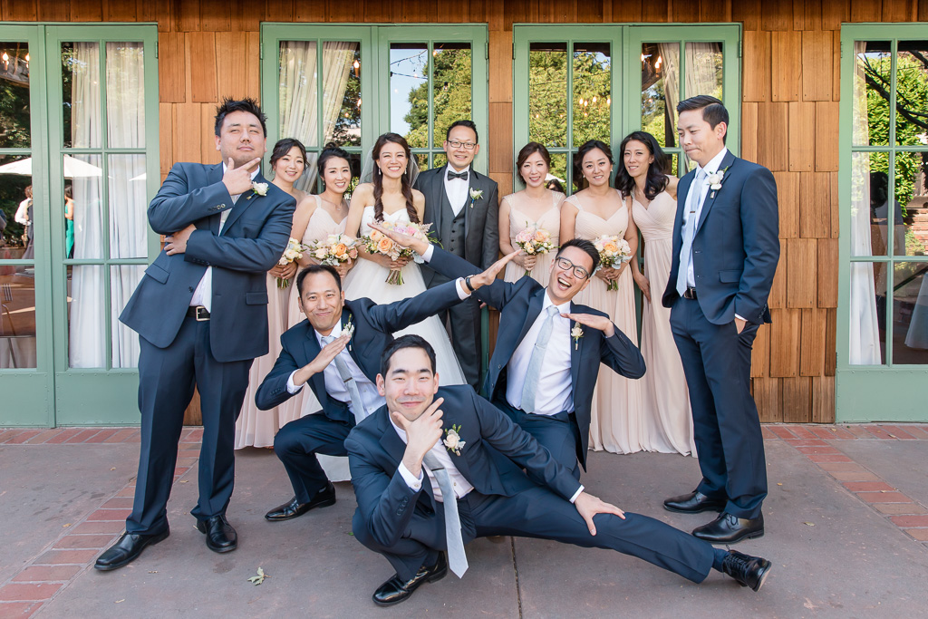 goofy, funny, and creative bridal party photo at Outdoor Art Club
