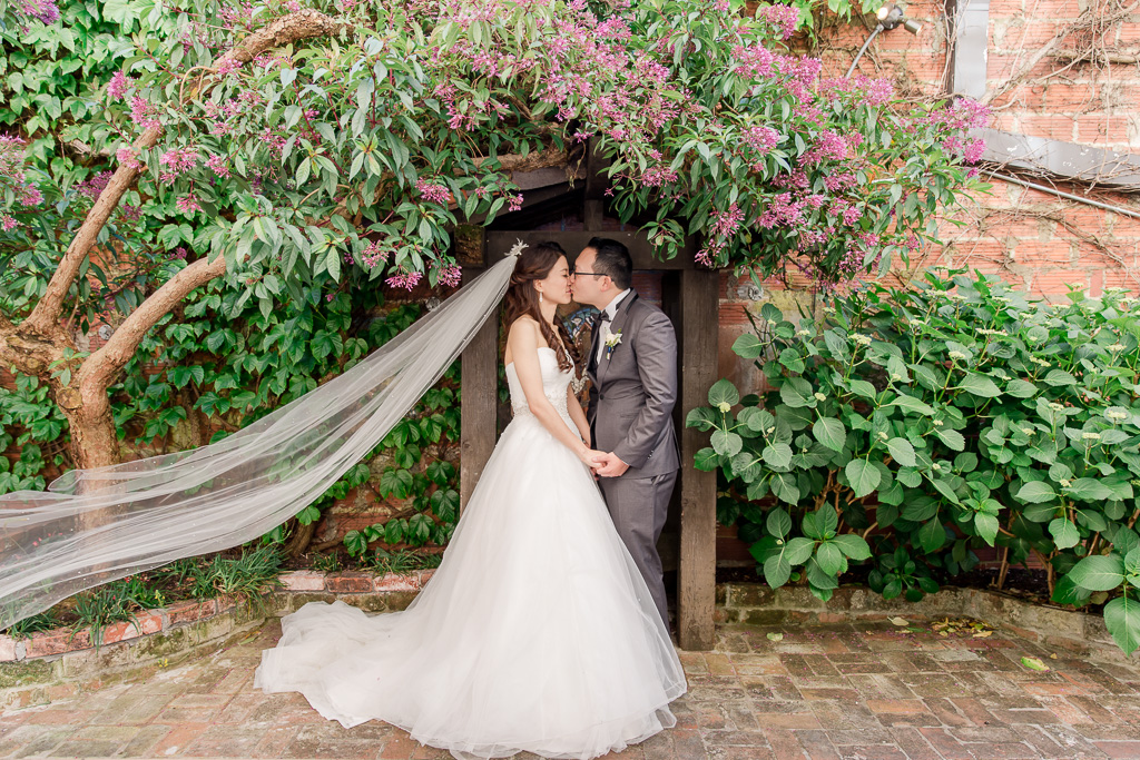 long flowing veil wedding photograph Marin County