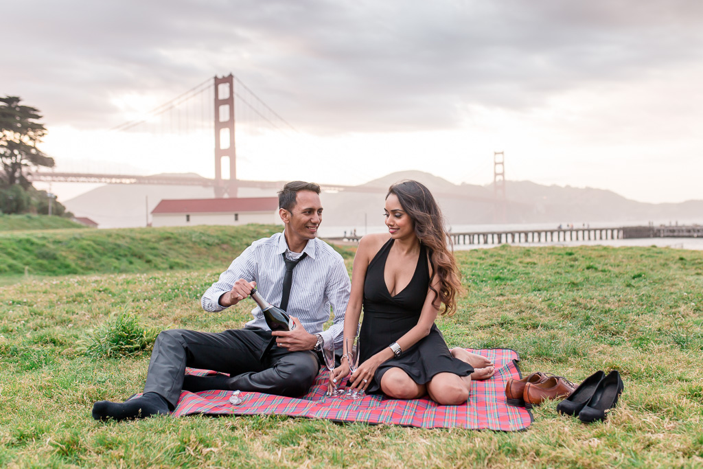 Crissy Field Engagement picture on the lawn