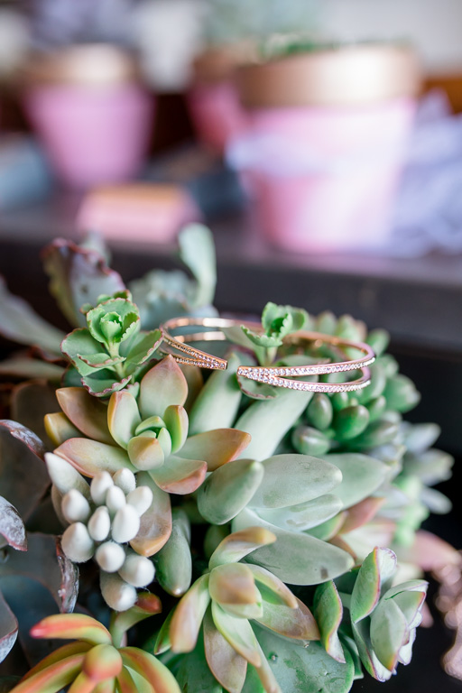 bracelet and succulents wedding detail photo