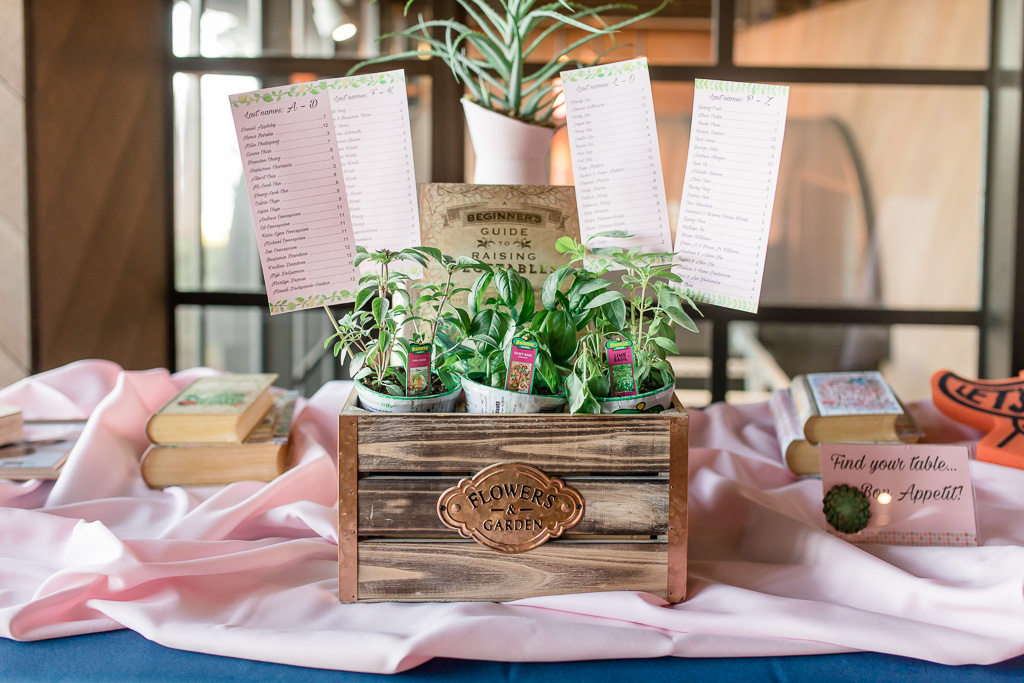 table seating chart and DIY potted plants