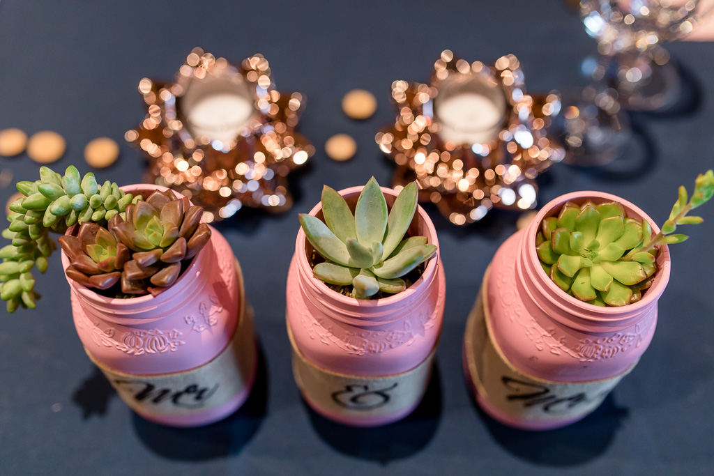 mr and mrs succulent flower plant wedding table decorations