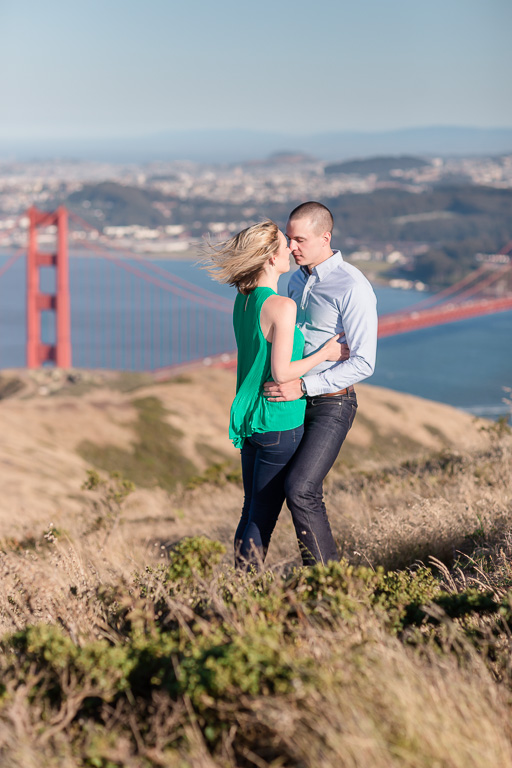 engagement photo with amazing view over San Francisco Bay