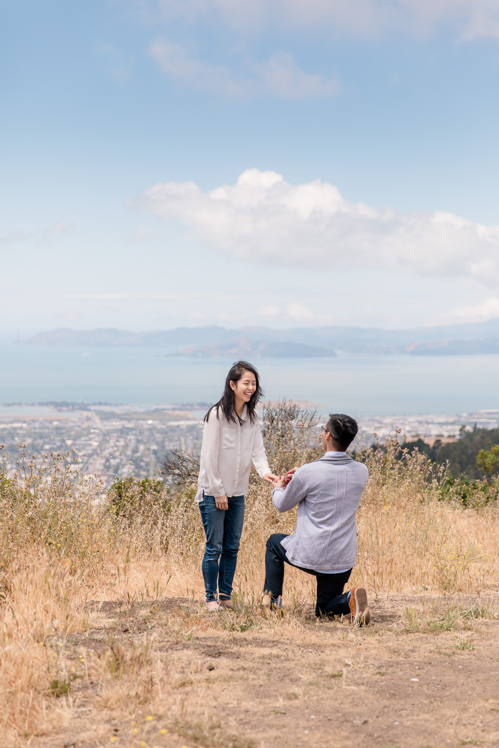 beautiful marriage proposal happy reaction at UC Berkeley