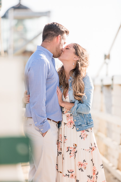 Point Bonita lighthouse engagement kiss pose