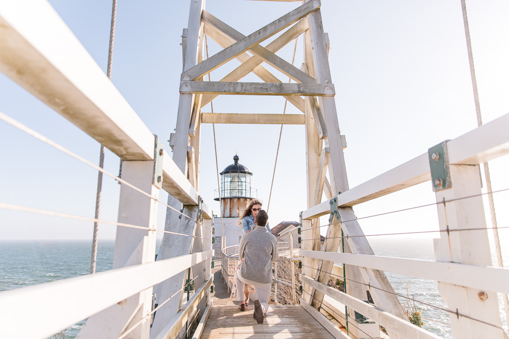Point Bonita lighthouse surprise engagement proposal at Marin Headlands