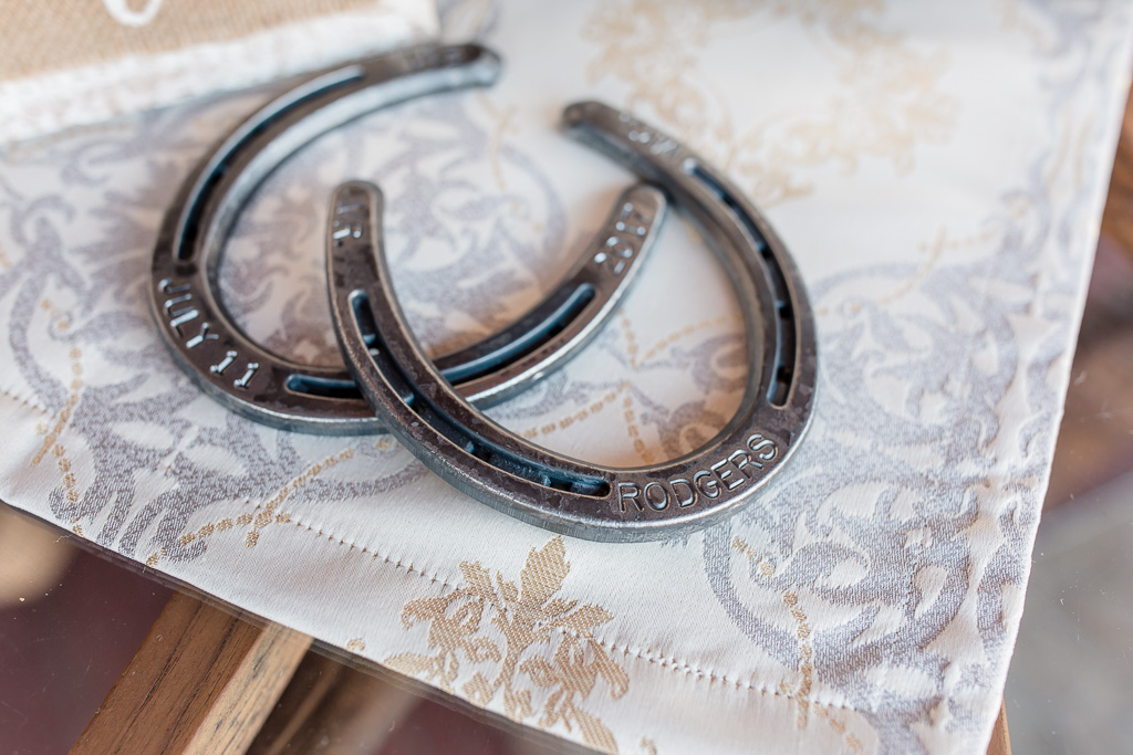 customized engraved horseshoes with wedding date and last name