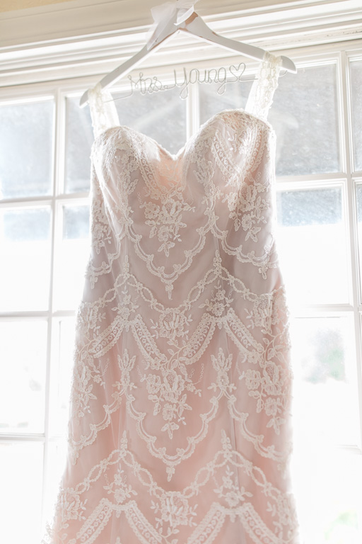 beautiful blush lace wedding gown