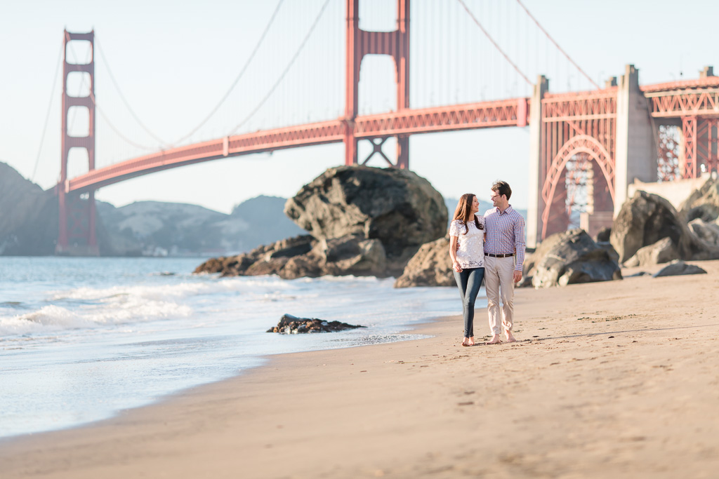 Golden Gate Bridge beach engagement photo