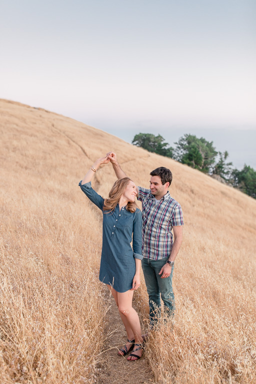 engagement photo - dancing on the endless path at Mt Tam