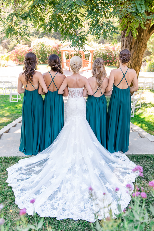 a photo from the back of the bride and her bridesmaids