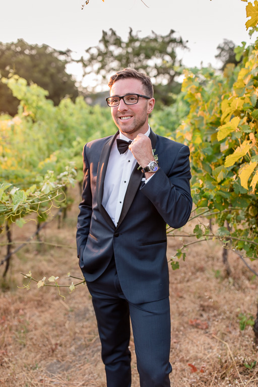 groom portrait in the vineyards