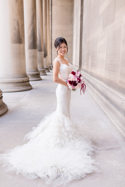 bridal portrait at a building that looks just like Legion of Honor