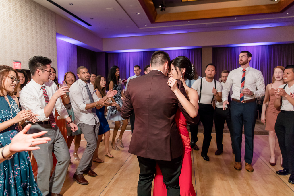 newlyweds dancing at their wedding reception
