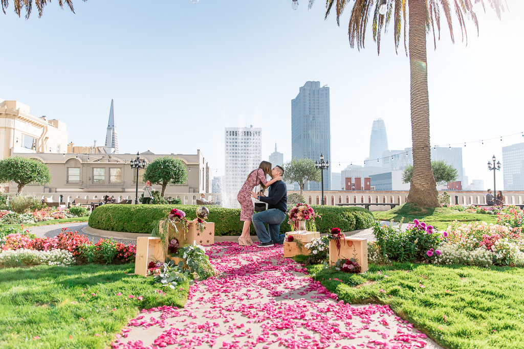 romantic san francisco rooftop garden surprise proposal