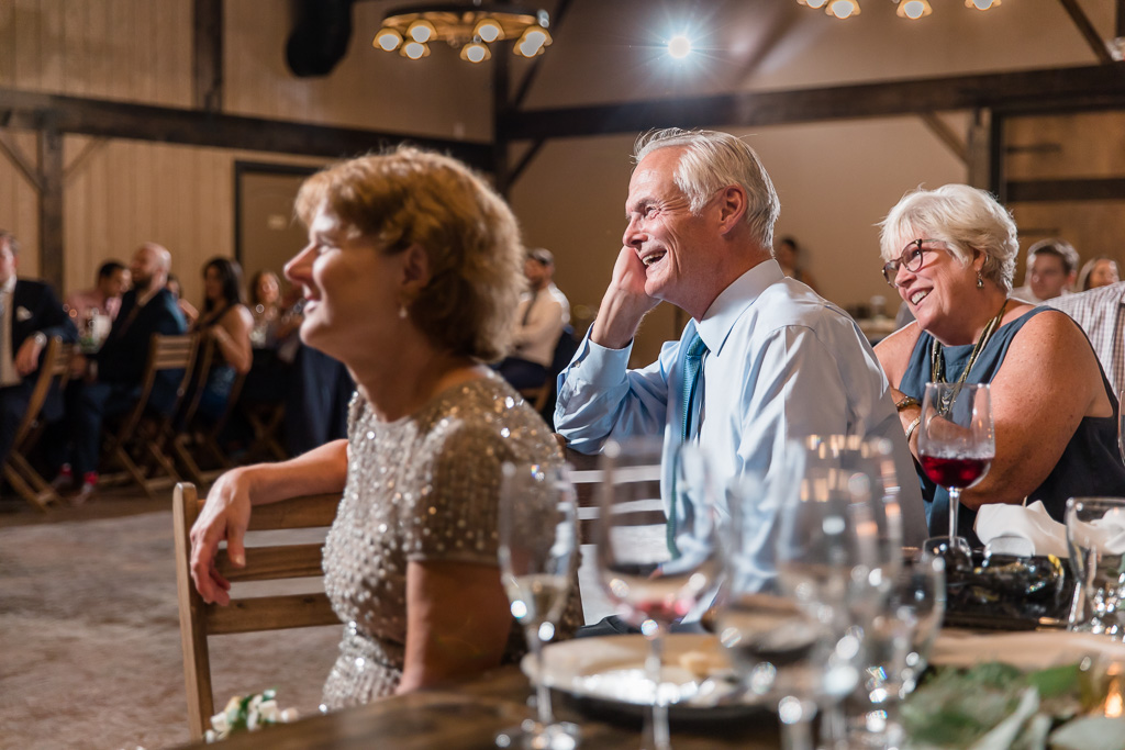 bride's parents' reaction to the speeches