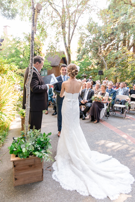 outdoor wedding ceremony at a garden