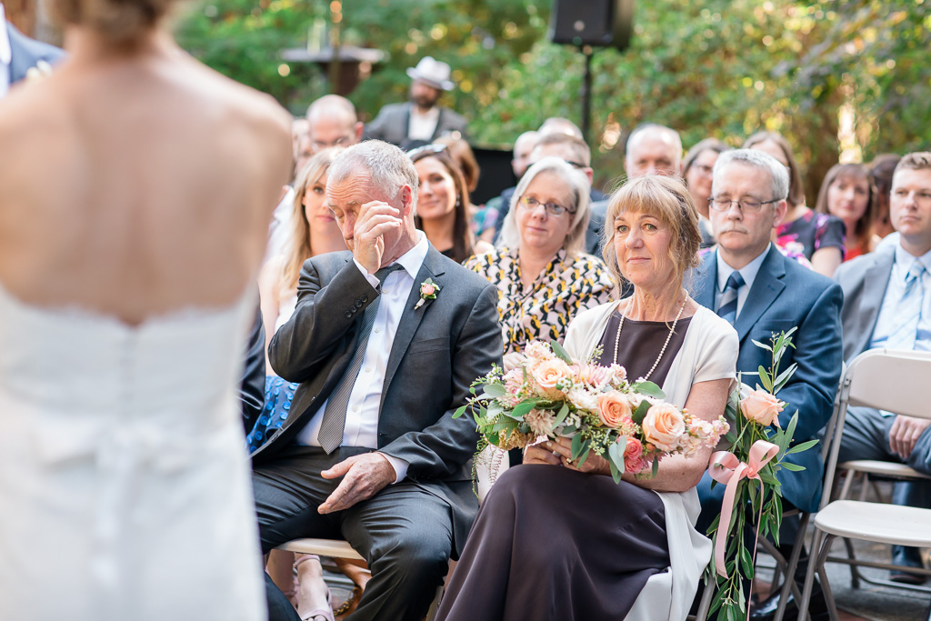 precious tender moment - father of bride tearing up during wedding ceremony