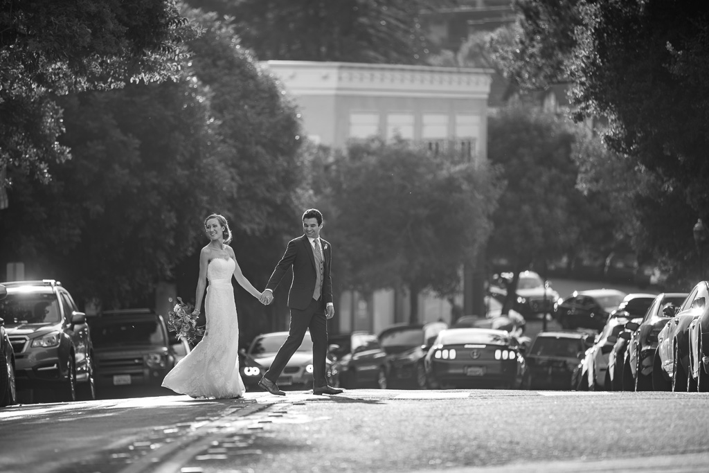 mill valley downtown wedding photo on the street