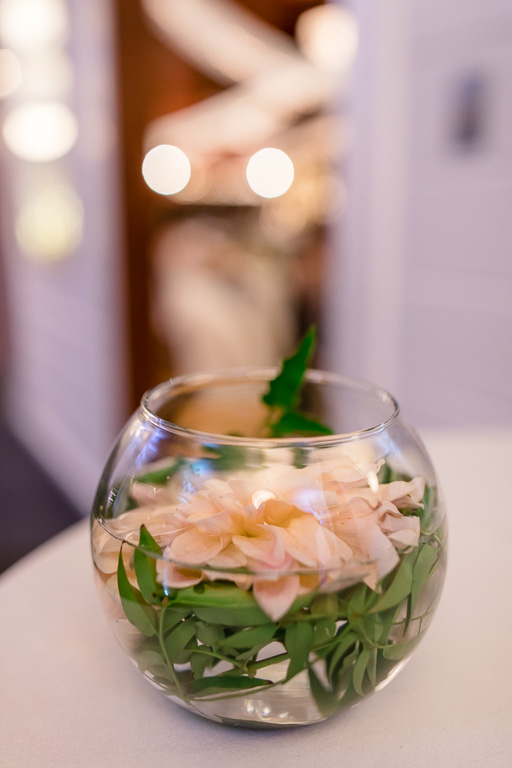 flowing floral cocktail table centerpiece