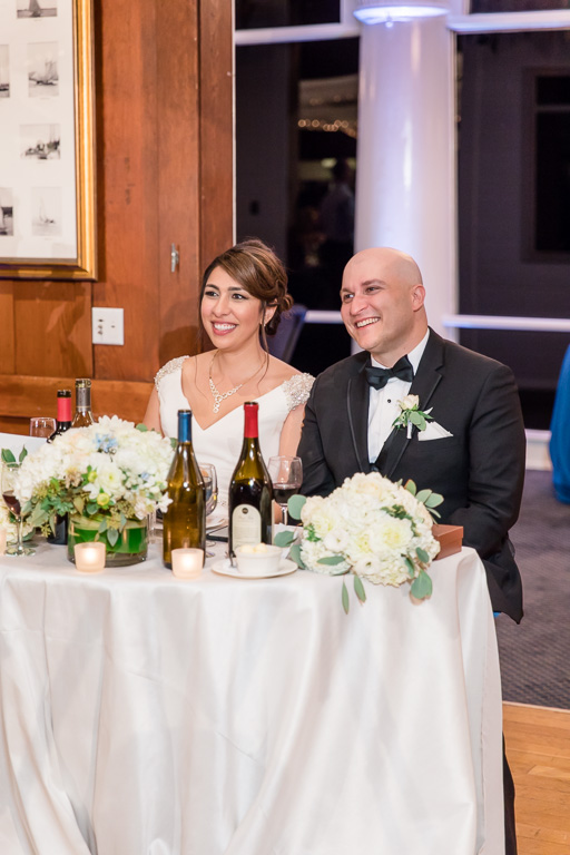 bride and groom at their sweetheart table